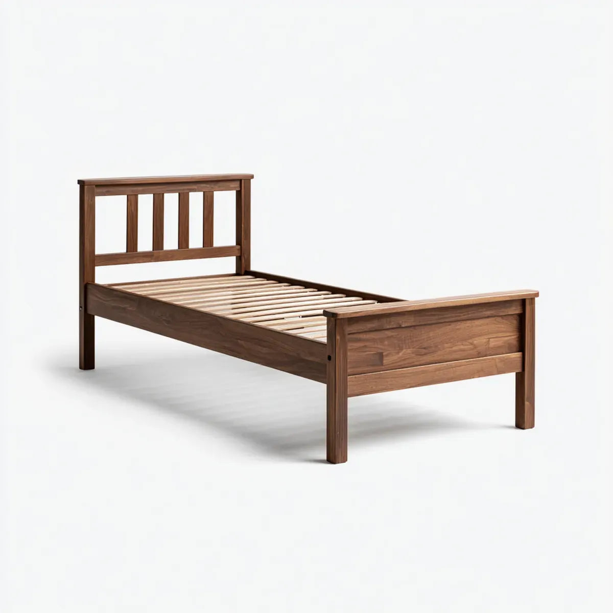 Struttura letto singolo noce 90 x 190 cm in legno massello rettangolare con rete a doghe