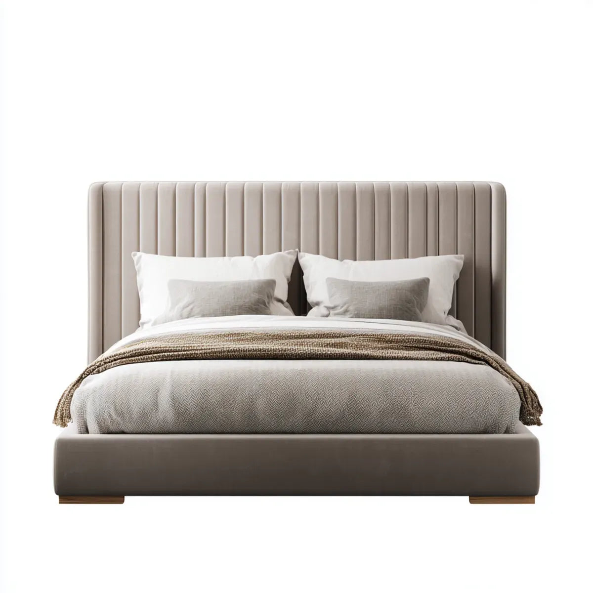 Letto matrimoniale imbottito tortora 160 x 200 cm in poliestere rettangolare