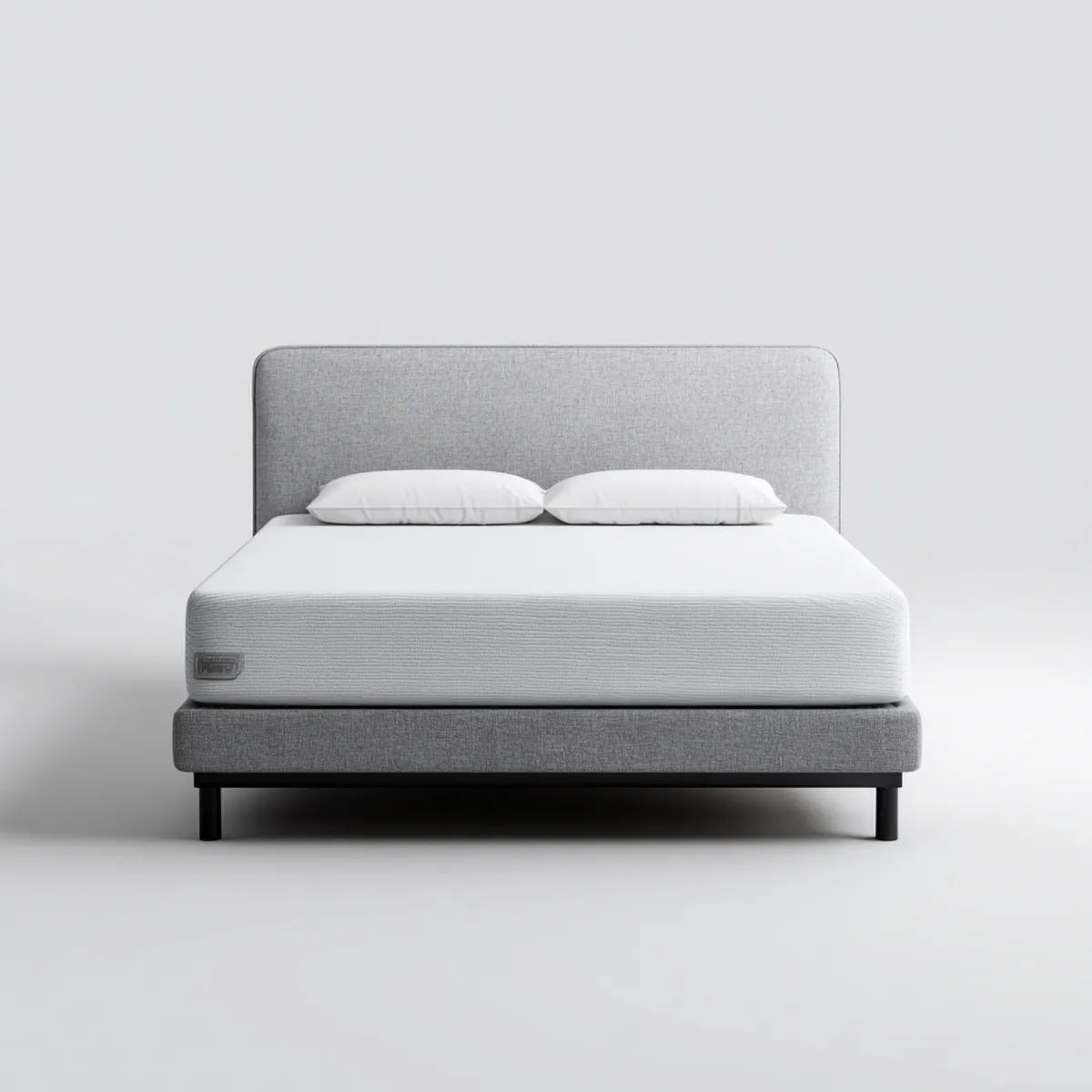 Letto matrimoniale imbottito grigio 160 x 200 cm in poliestere con struttura rettangolare
