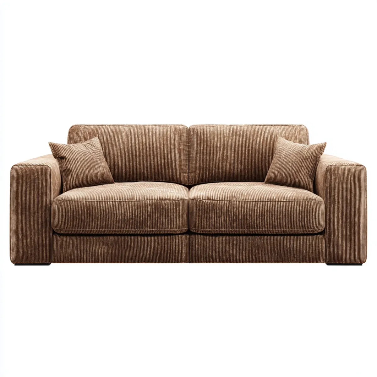 Divano 2 posti marrone in velluto a coste di poliestere rettangolare 180 x 88 x 85 cm