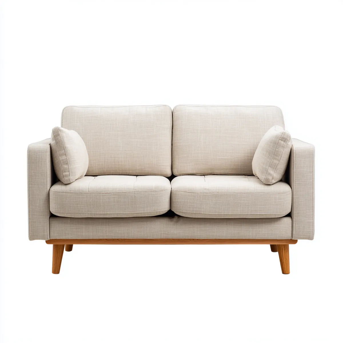 Divano 2 posti beige in poliestere con struttura in legno massello rettangolare 152 x 85 x 86 cm