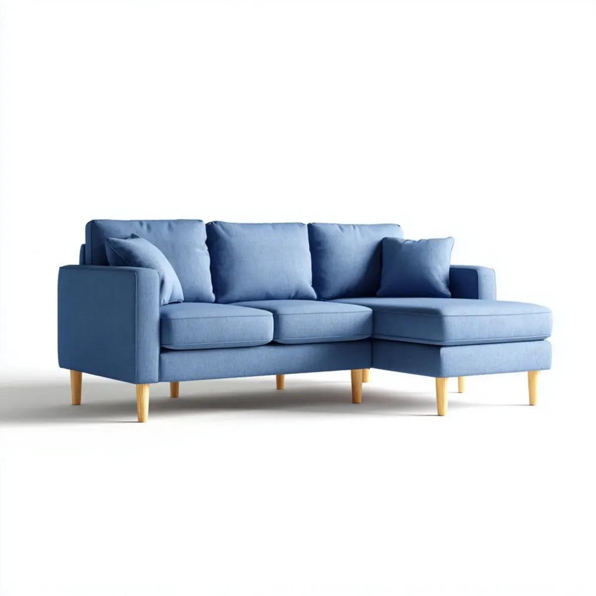 Divano angolare 3 posti blu in poliestere con chaise longue 230 x 150 x 85 cm