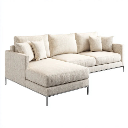 Divano angolare con chaise longue sinistra beige 280 x 170 x 85 cm in poliestere a L