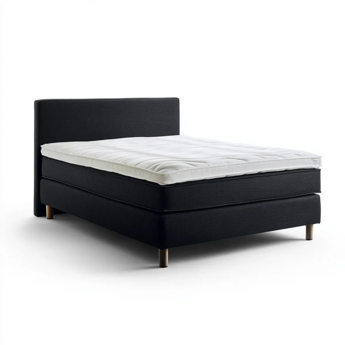Letto matrimoniale boxspring nero 160 x 200 cm con materasso testiera rettangolare e rivestimento in poliestere