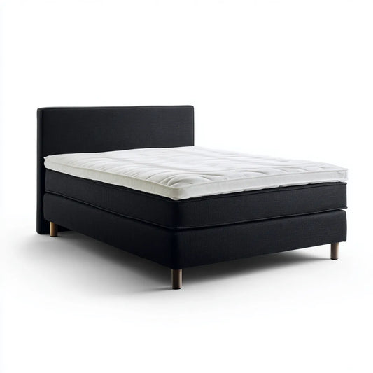 Letto matrimoniale boxspring nero 160 x 200 cm con materasso testiera rettangolare e rivestimento in poliestere