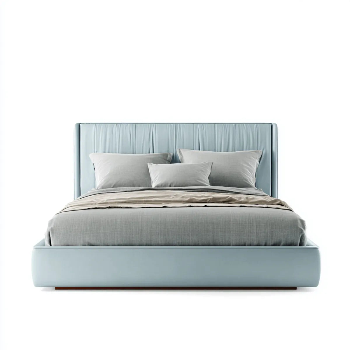 Letto matrimoniale imbottito azzurro 160 x 200 cm in poliestere rettangolare