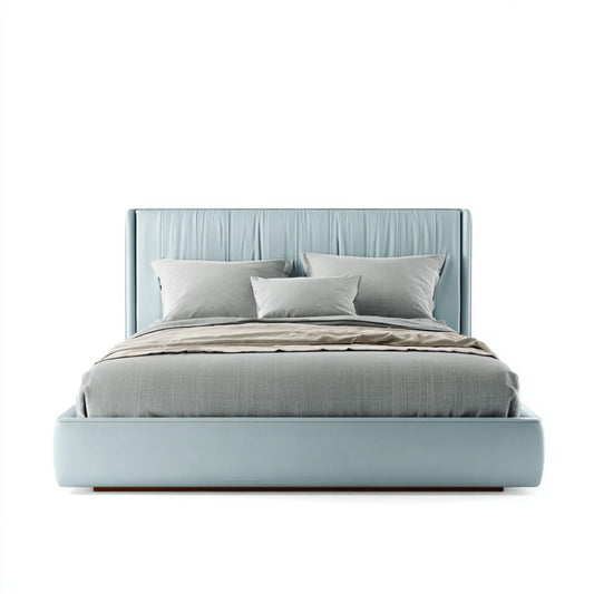 Letto matrimoniale imbottito azzurro 160 x 200 cm in poliestere rettangolare