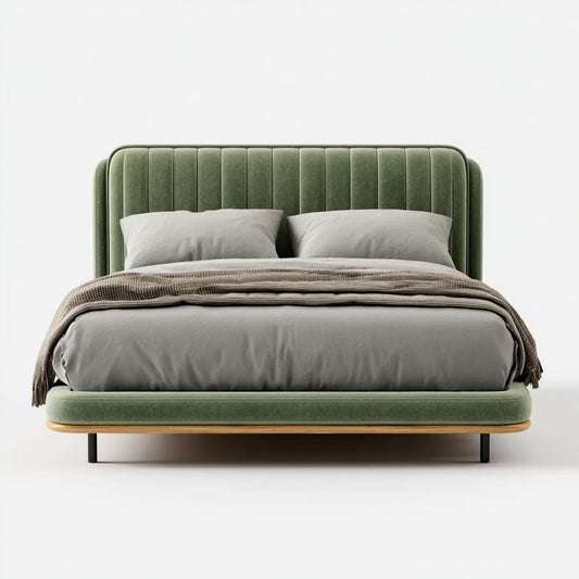 Letto matrimoniale imbottito verde 160 x 200 cm in poliestere rettangolare