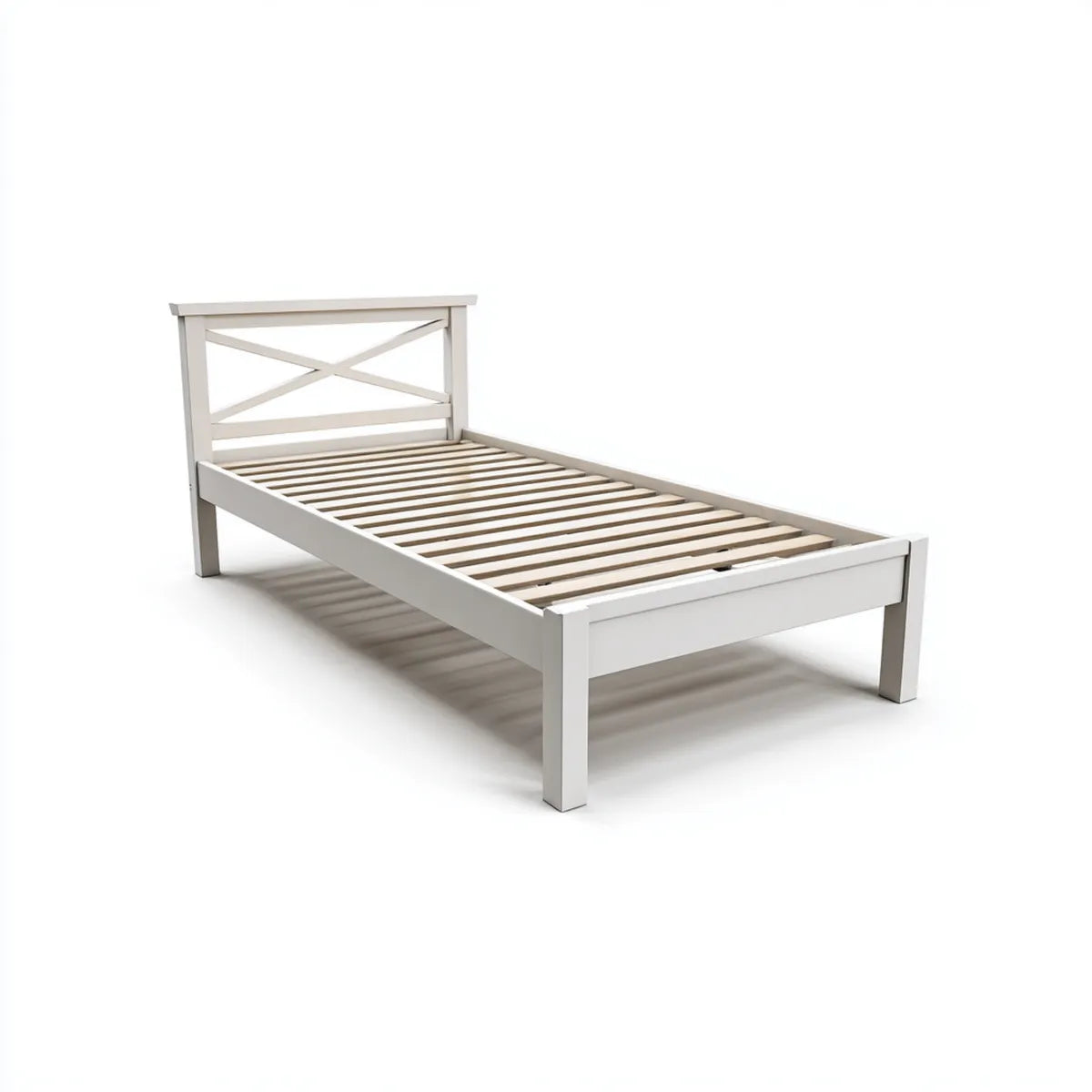 Letto singolo per bambini bianco 90 x 200 cm in legno massello di pino rettangolare con rete a doghe
