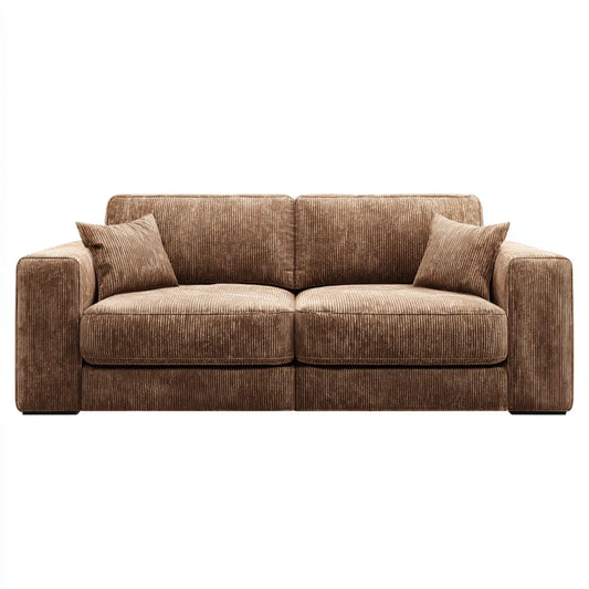 Divano 2 posti marrone in velluto a coste di poliestere rettangolare 180 x 88 x 85 cm