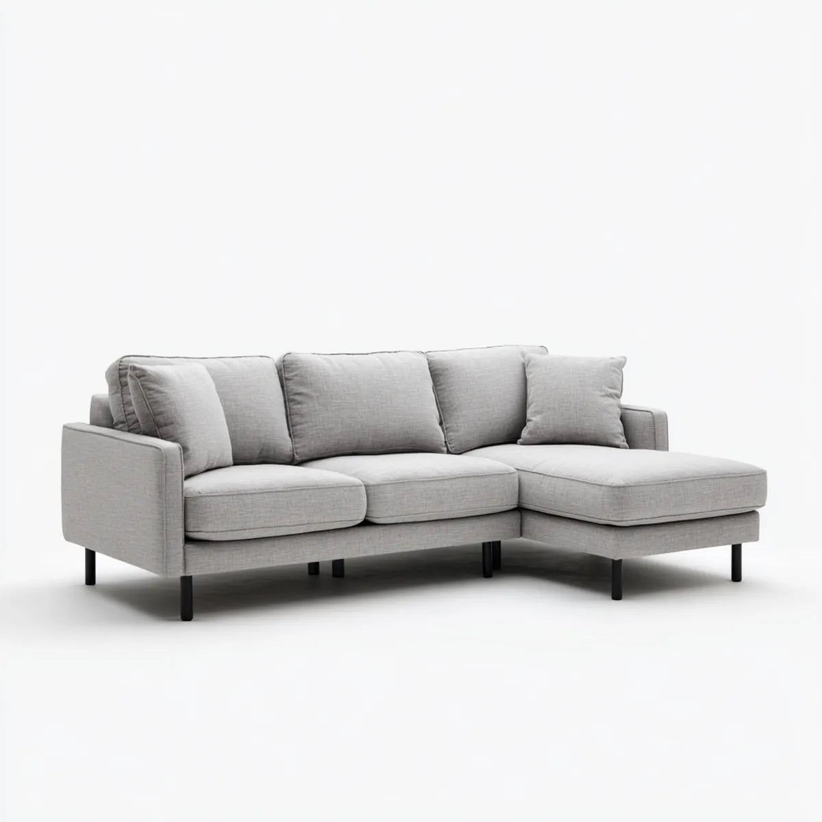 Divano angolare 3 posti grigio in poliestere con chaise longue a L 230 x 150 x 85 cm