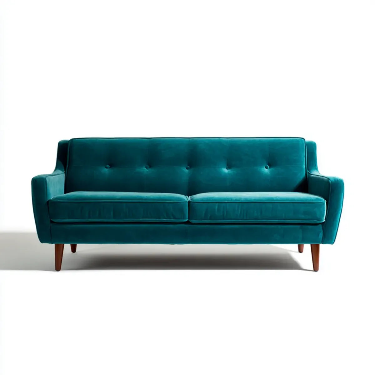 Divano 3 posti verde petrolio 180 x 83 x 86 cm in velluto di poliestere con gambe in legno massello forma rettangolare