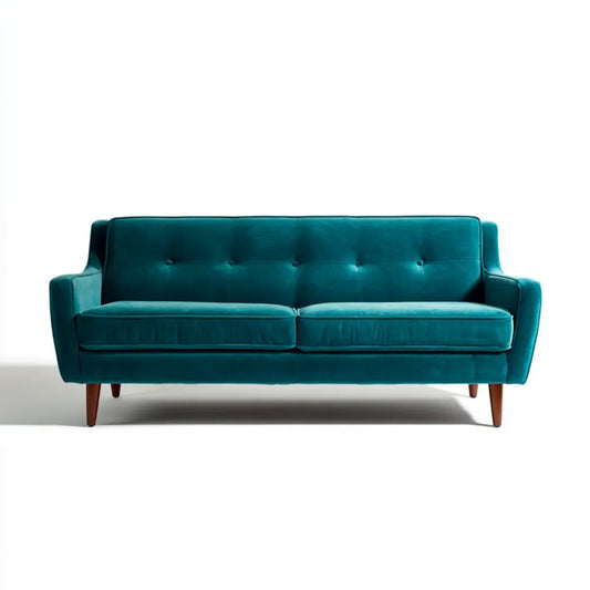 Divano 3 posti verde petrolio 180 x 83 x 86 cm in velluto di poliestere con gambe in legno massello forma rettangolare