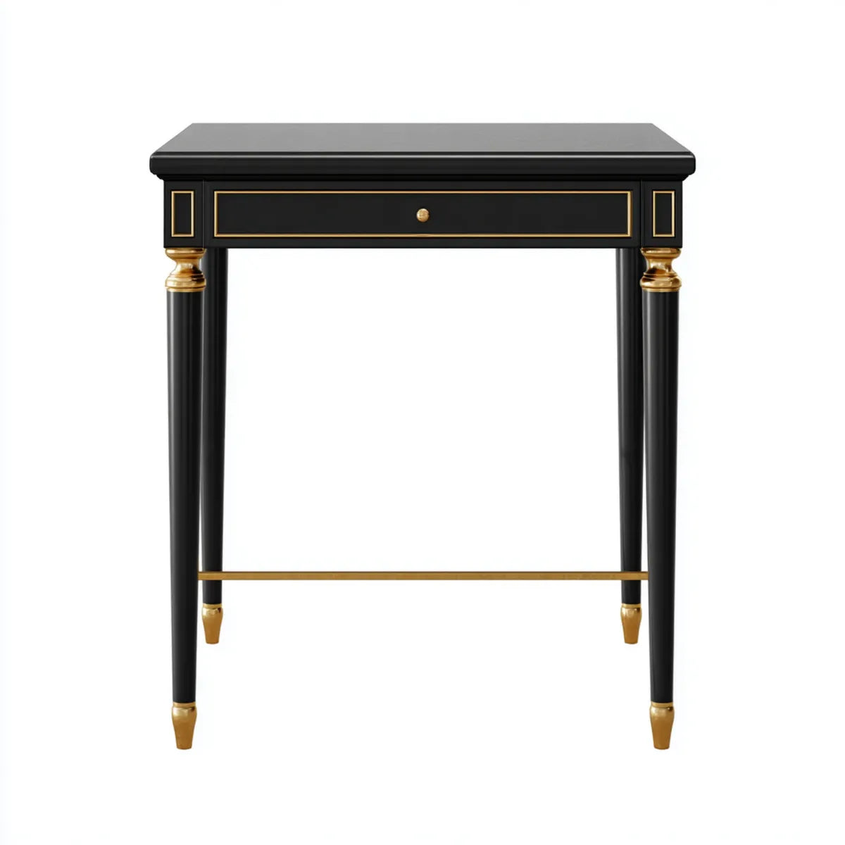 Consolle da ingresso nera e oro 100 x 35 x 85 cm in MDF e legno massello rettangolare con cassetto