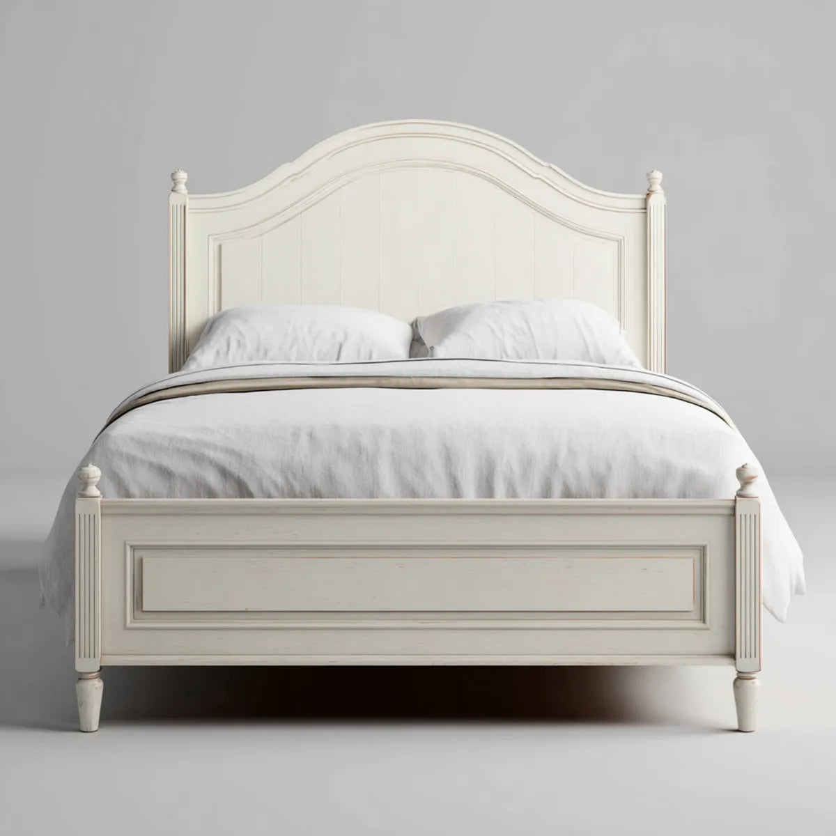 Letto matrimoniale avorio 160 x 200 cm in MDF con testiera sagomata