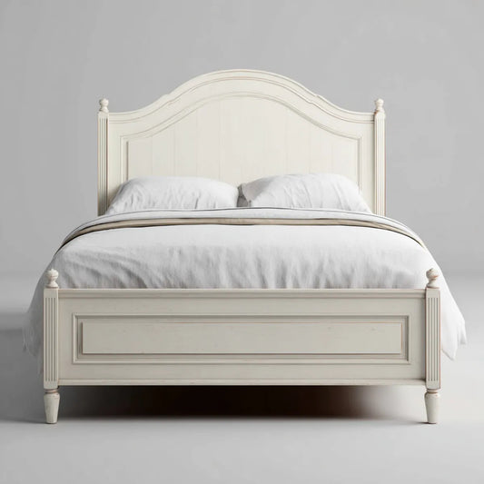 Letto matrimoniale avorio 160 x 200 cm in MDF con testiera sagomata
