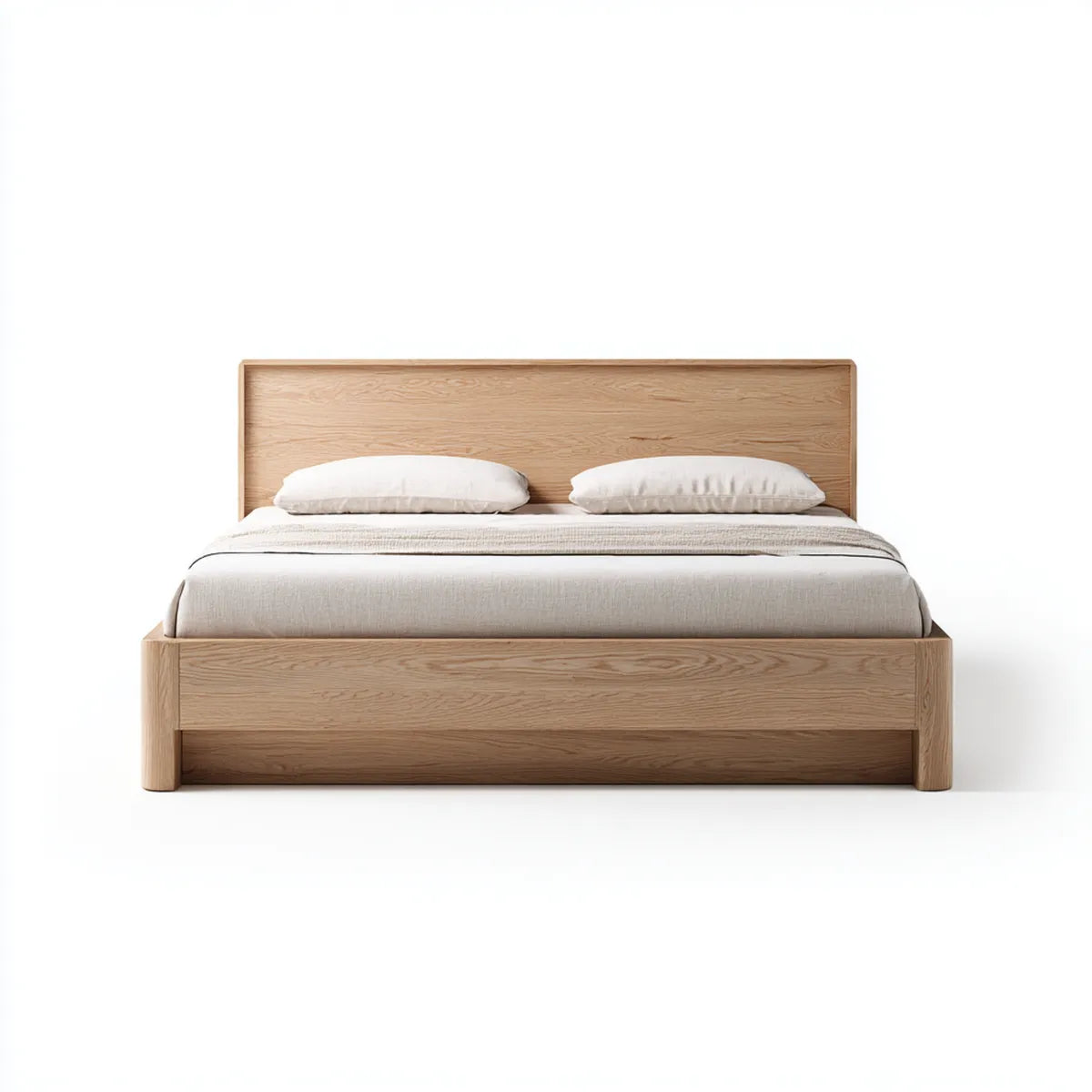 Letto matrimoniale in rovere naturale 160 x 200 cm con testiera rettangolare
