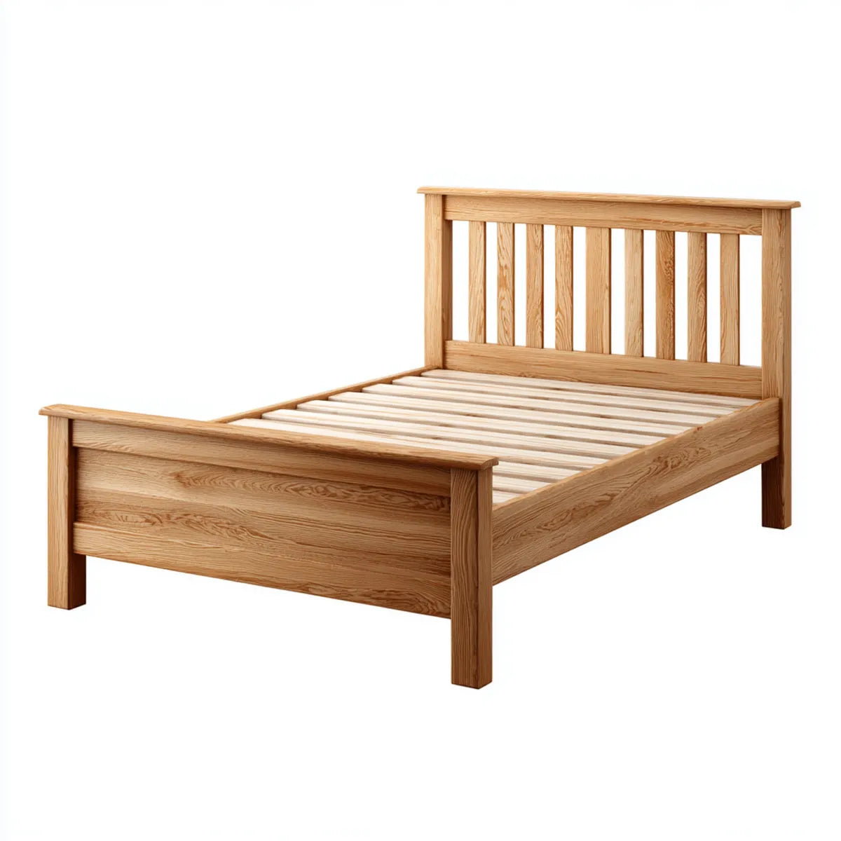 Letto matrimoniale con rete a doghe rovere massello naturale 160 x 200 cm rettangolare