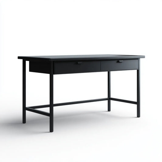 Consolle da ingresso nera con 2 cassetti in MDF e acciaio 120 x 40 x 75 cm rettangolare